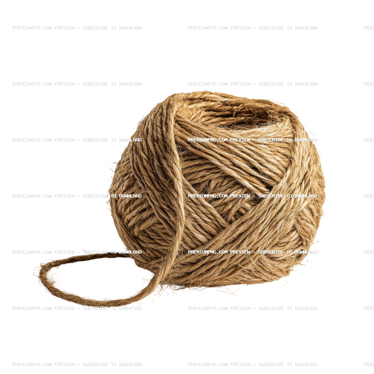 Rough Natural Twine Ball with Trailing Strand isolated on Transparent Background (PNG)