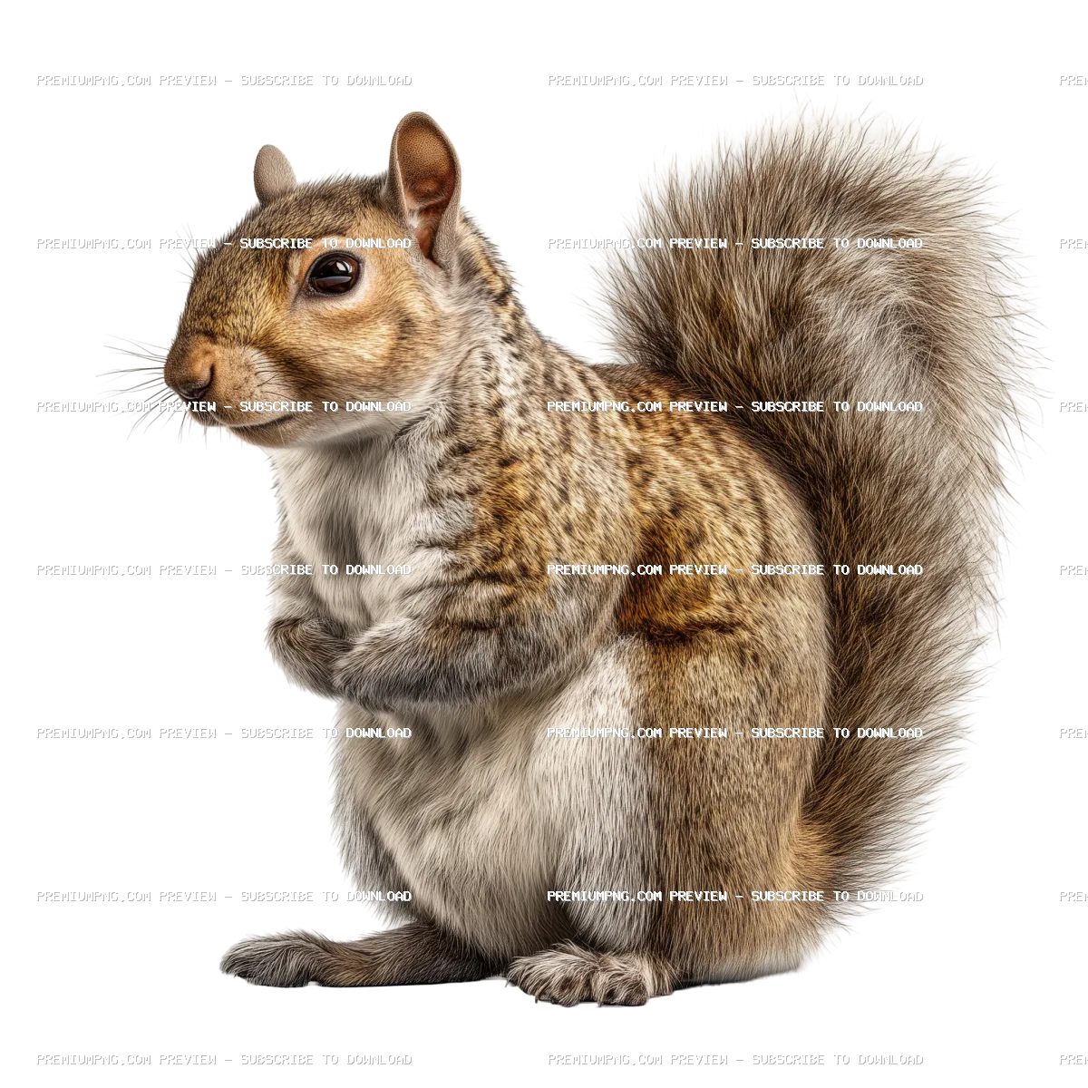 Full Body Squirrel Standing Facing Left - Transparent PNG Cutout Stock Photo