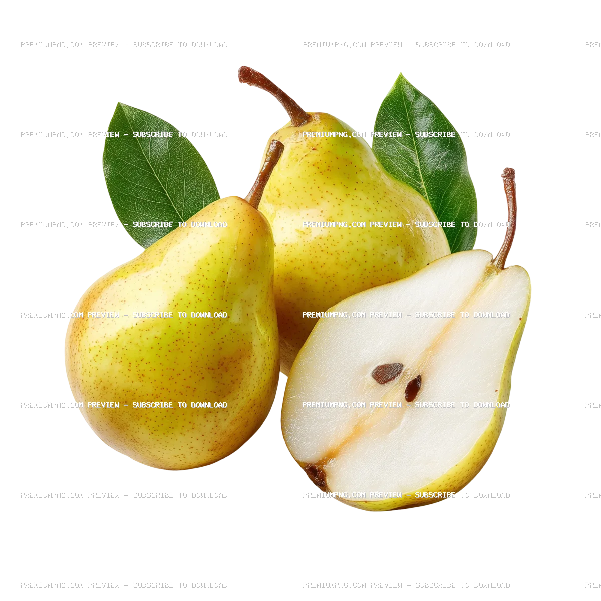 Fresh Chopped Pear Pieces Isolated on Transparent Background PNG | High-Res Cut Fruit Stock Photo