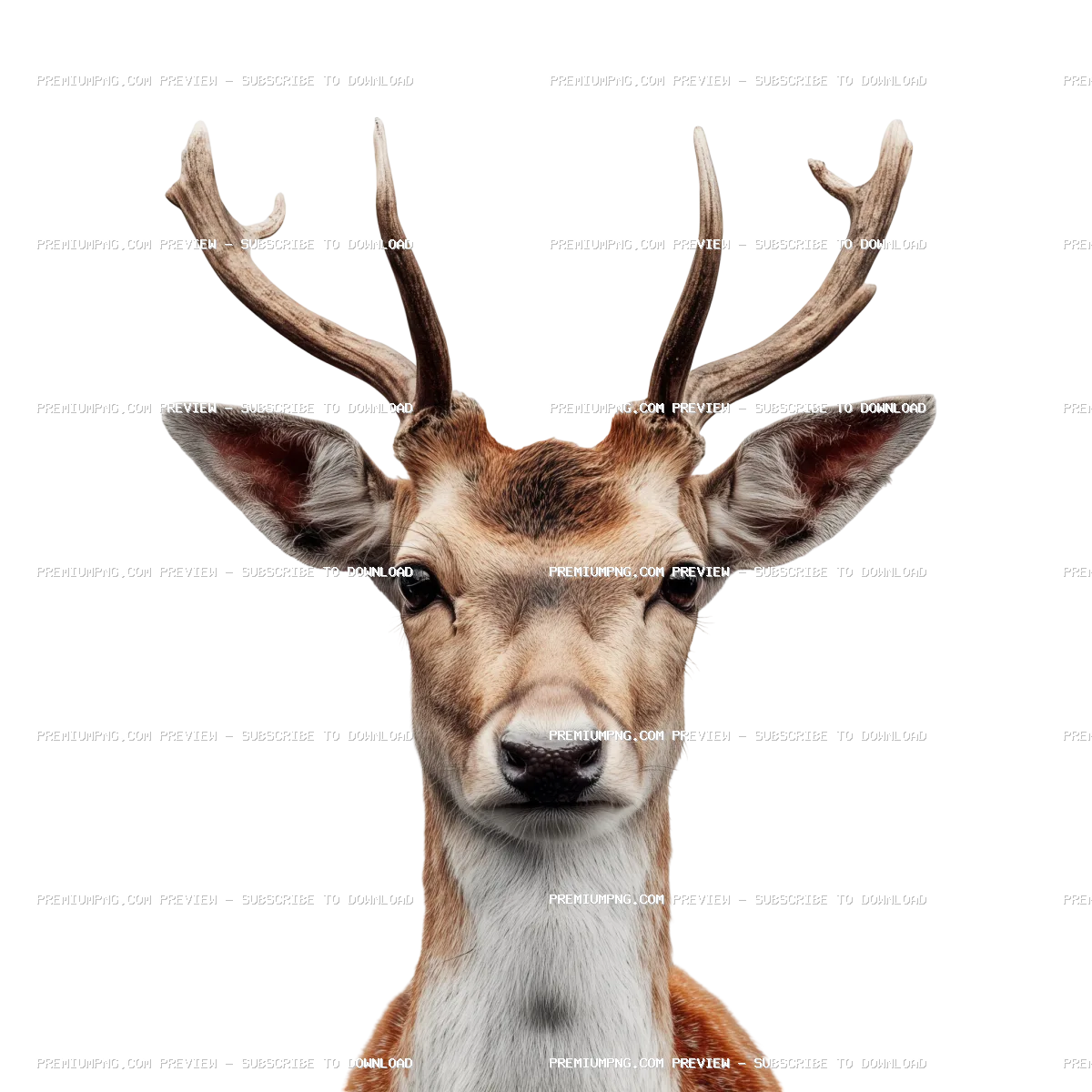Hornless Deer on White Background – Studio Shot of Female Deer Isolated on White