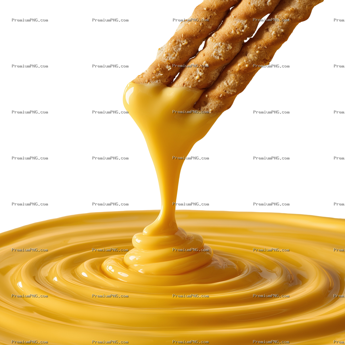 isolated photo of rich yellow liquid, melted butter, or mayonnaise pouring down onto crisp biscuit