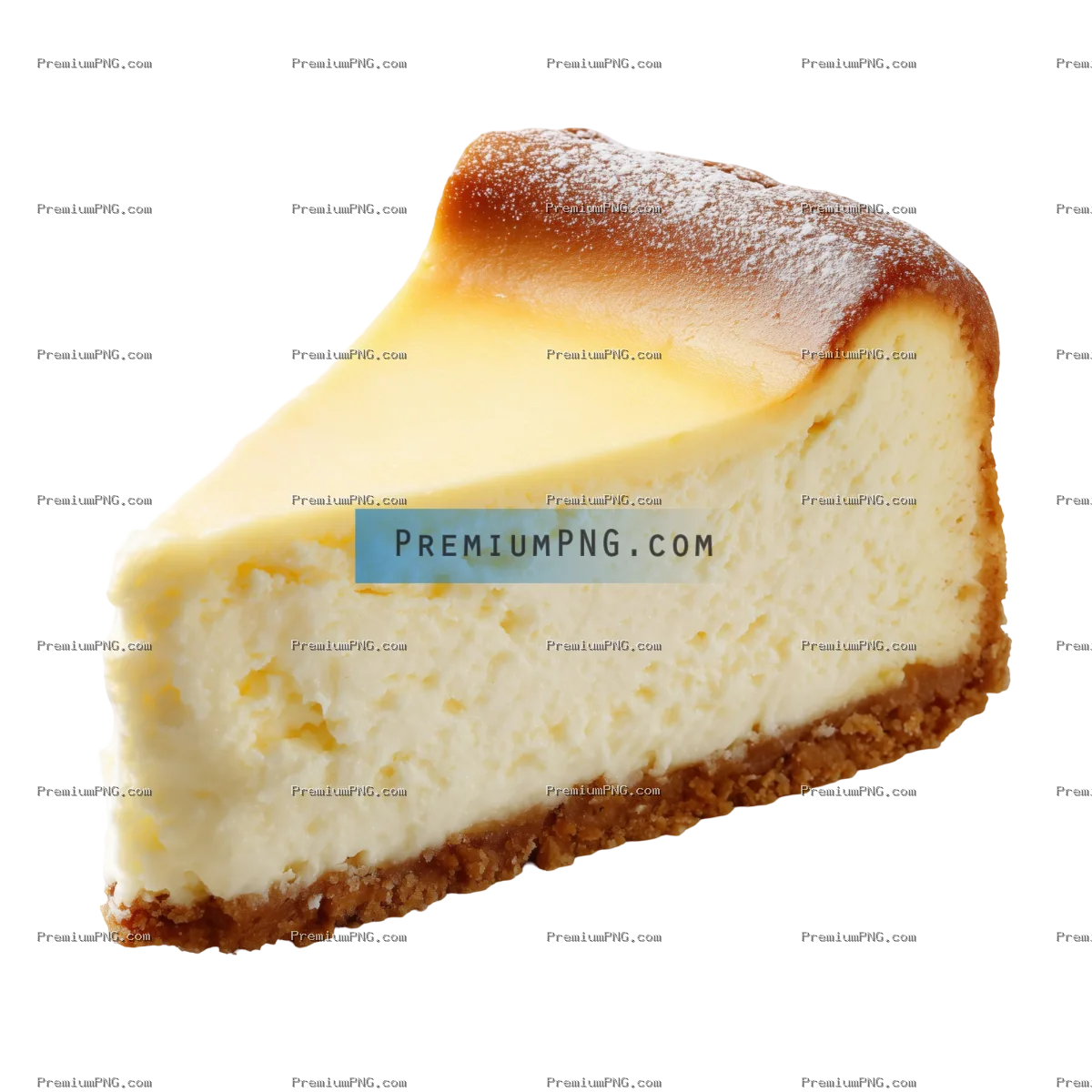 a slice of plain cheesecake. white background