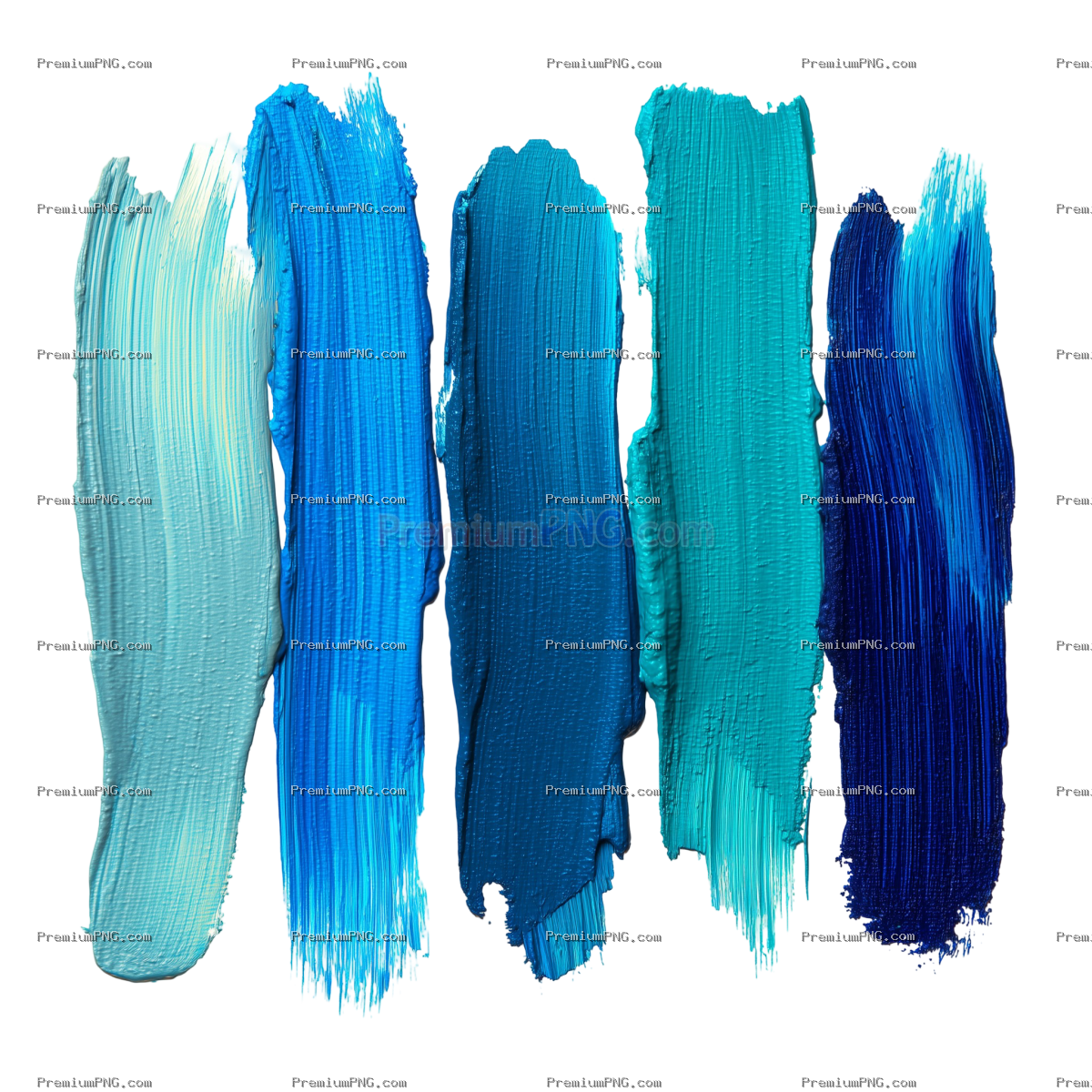 5 Abstract Blue & Turquoise Brush Strokes PNG – Isolated Set