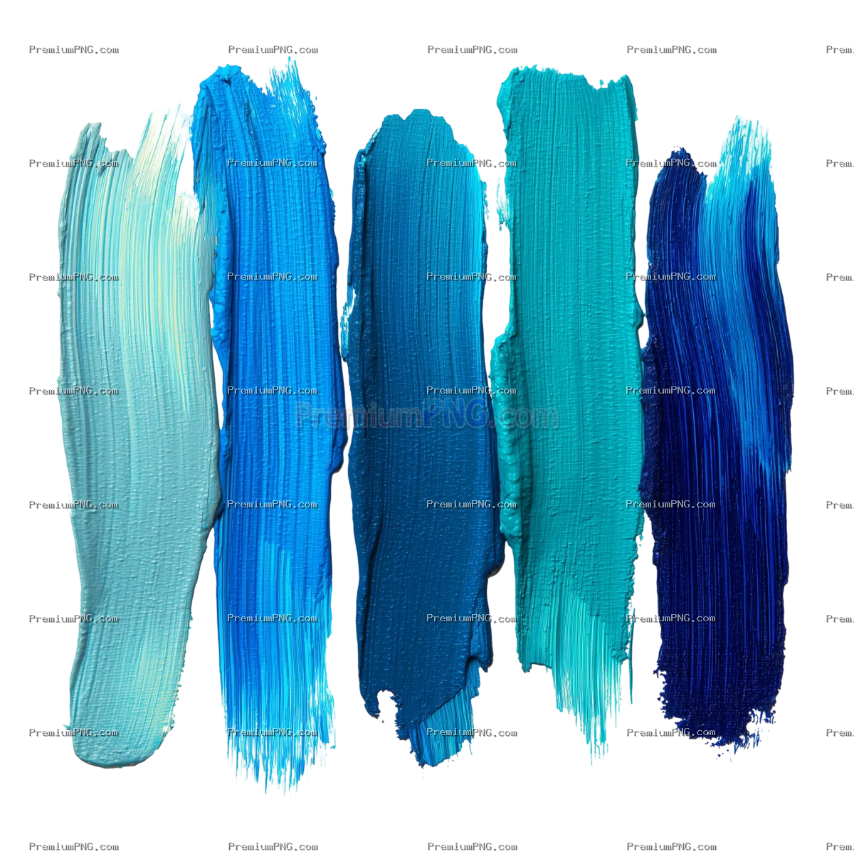 5 Abstract Blue & Turquoise Brush Strokes PNG – Isolated Set