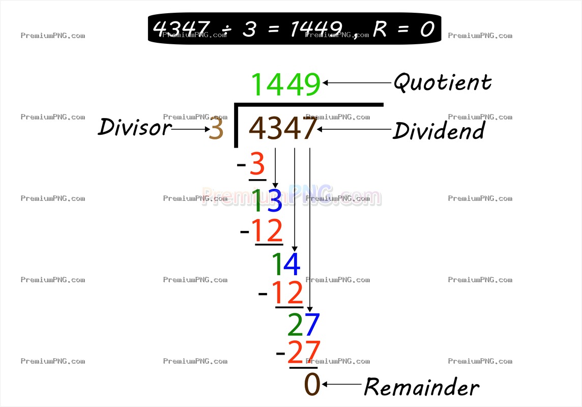 Step-by-Step Long Division Math Vector Illustration | Educational Graphic EPS