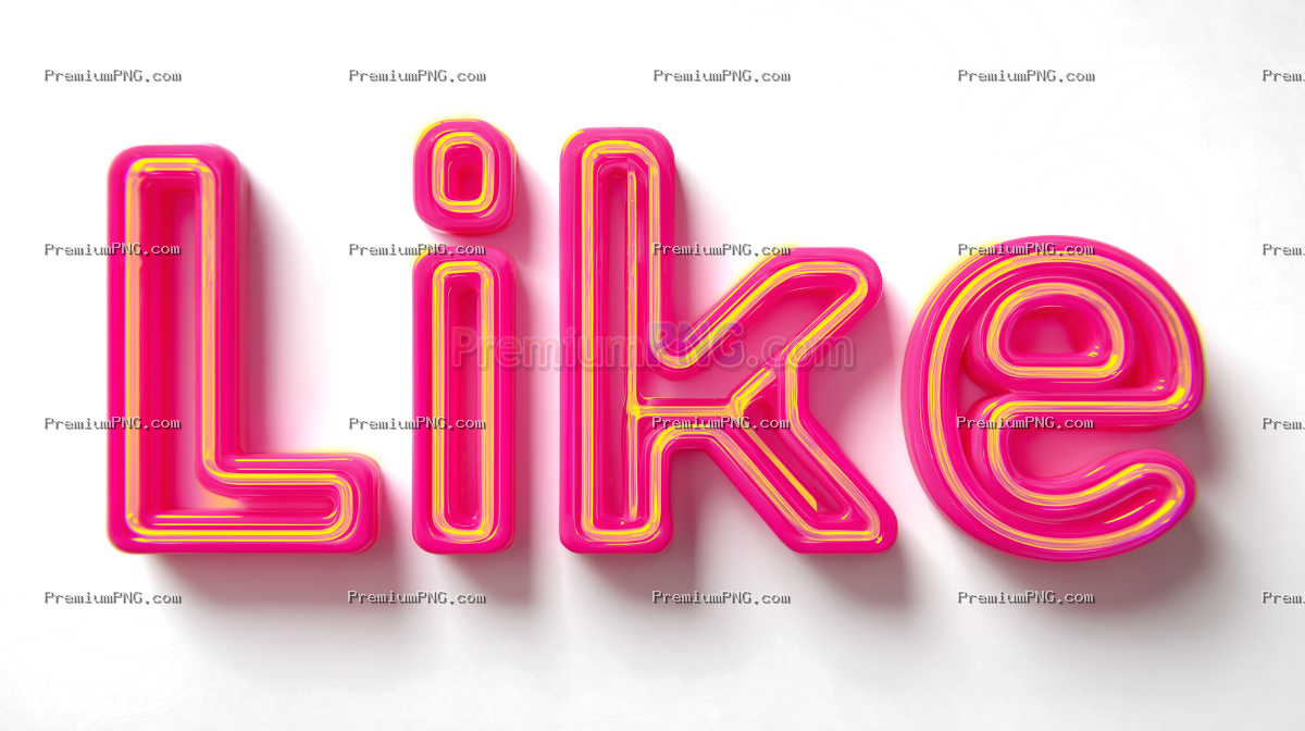 Bold Like text in neon pink on a transparent background