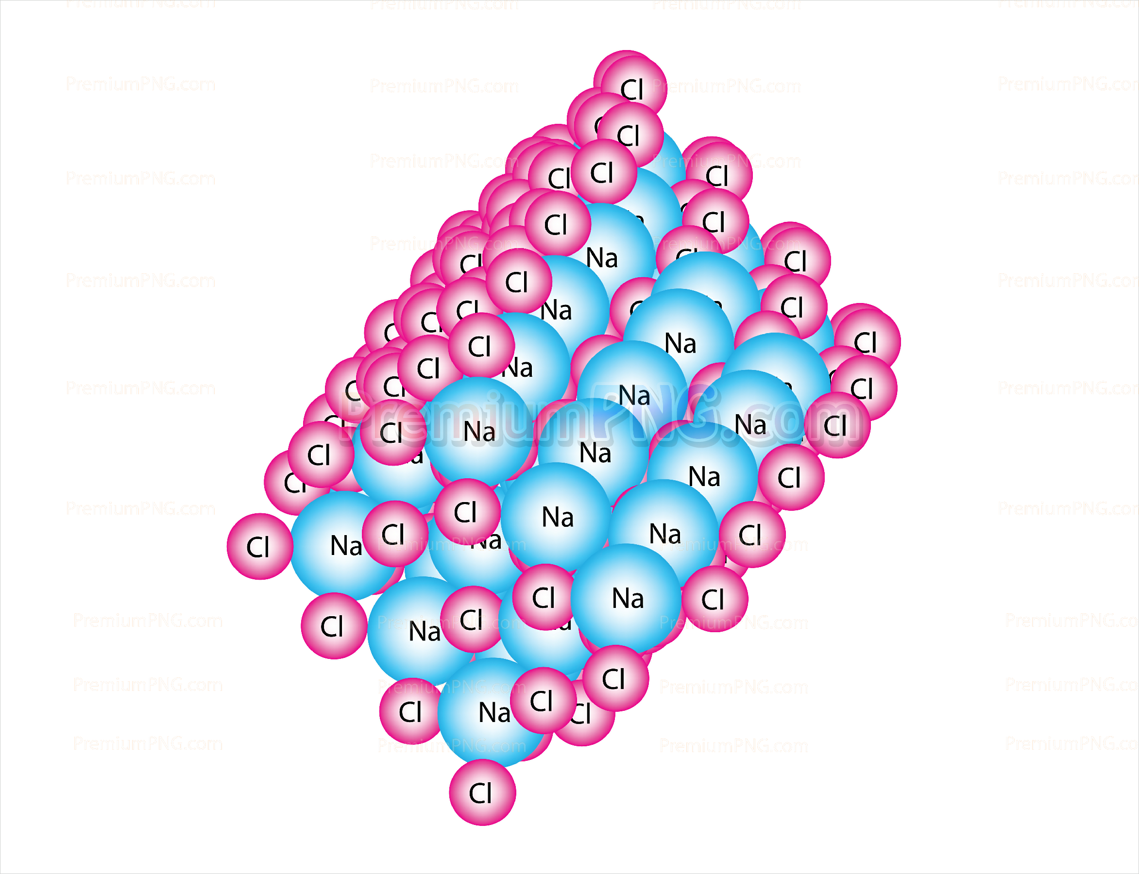 Ionic lattice of sodium chloride