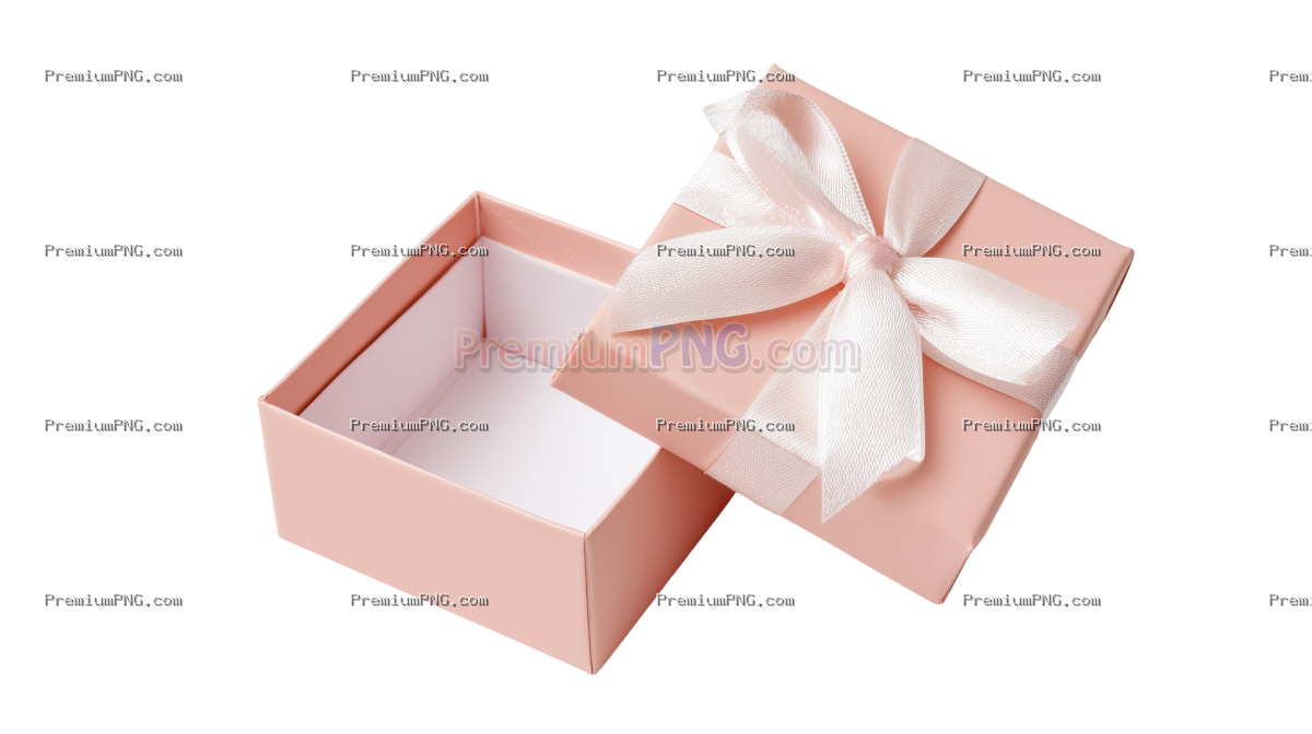 an opened pastel pink gift box, white background