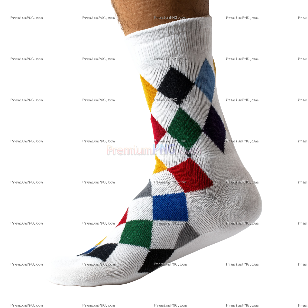 Argyle sock. white or transparent background