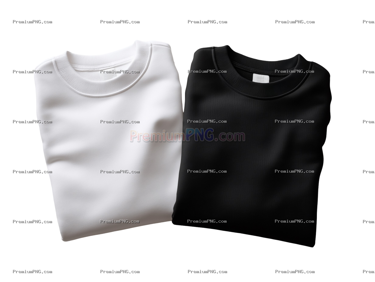 a mockup style flatlay of two blank folded sweatshirts
