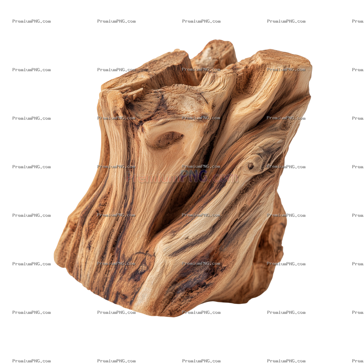 a piece of sandalwood, isolated on white background, front view