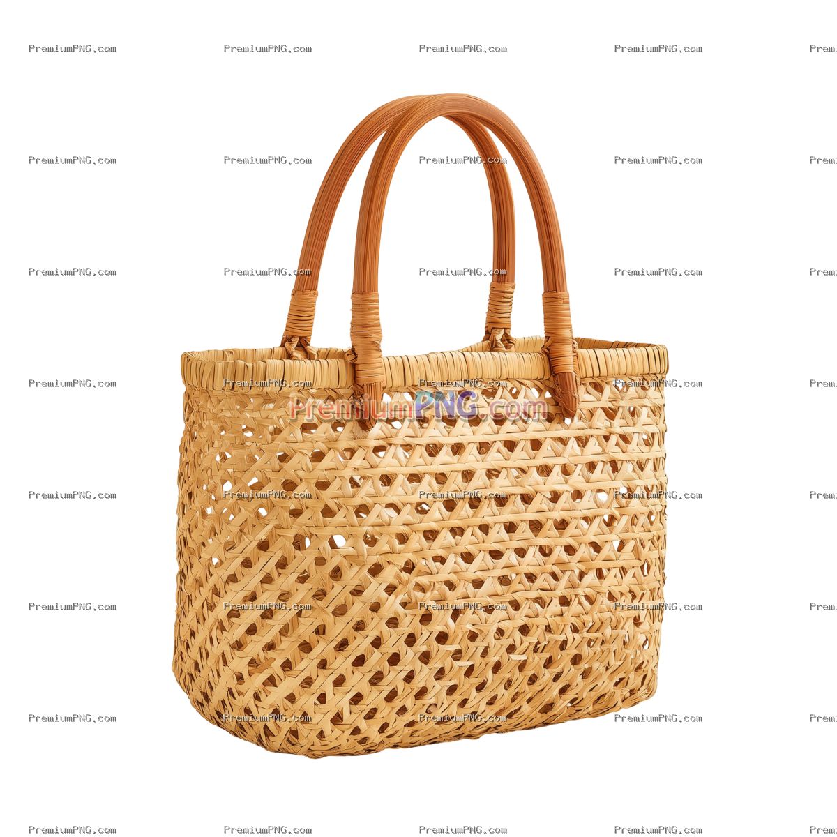 Bamboo bag, soft light, left quarter lens, white background