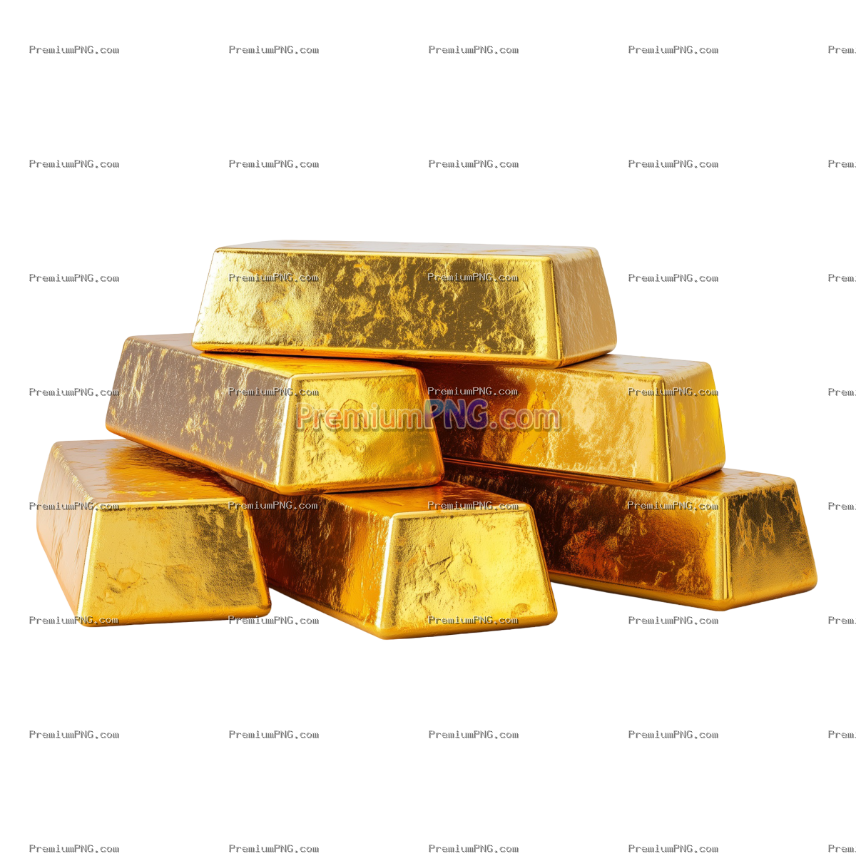 Collection of gold Bars isolated