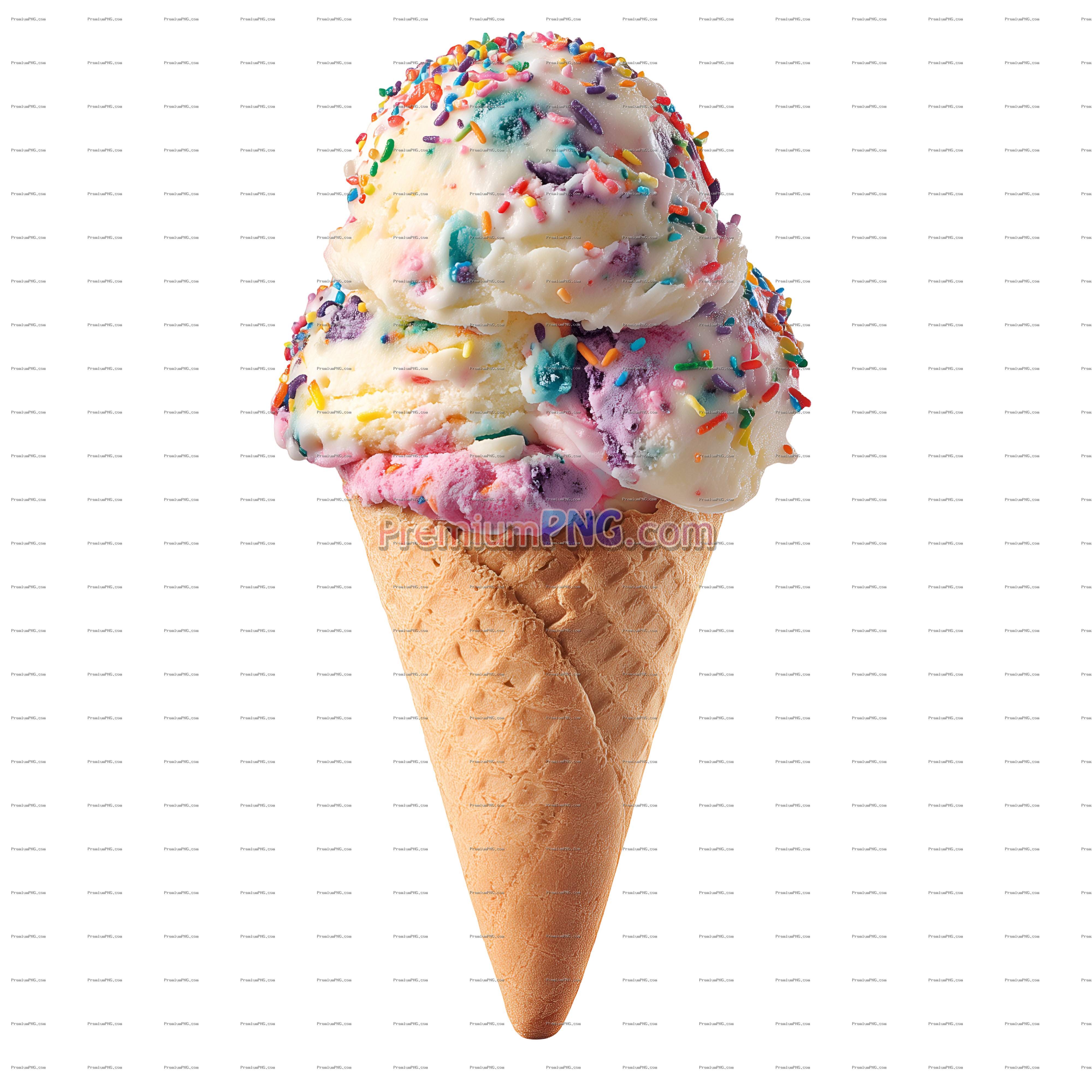 Colorful ice cream cone with ice cream