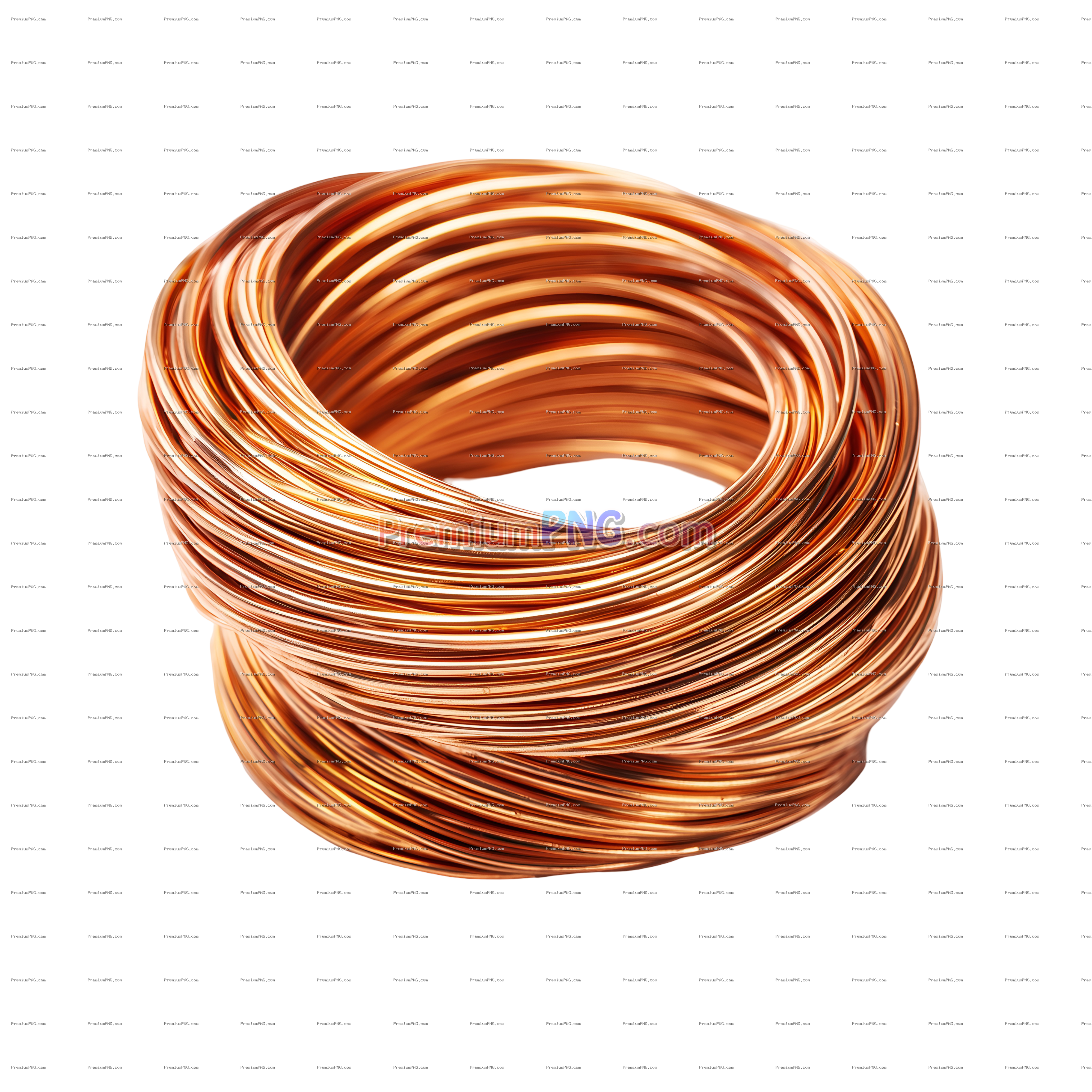 Copper wire coil isolated on transparent background