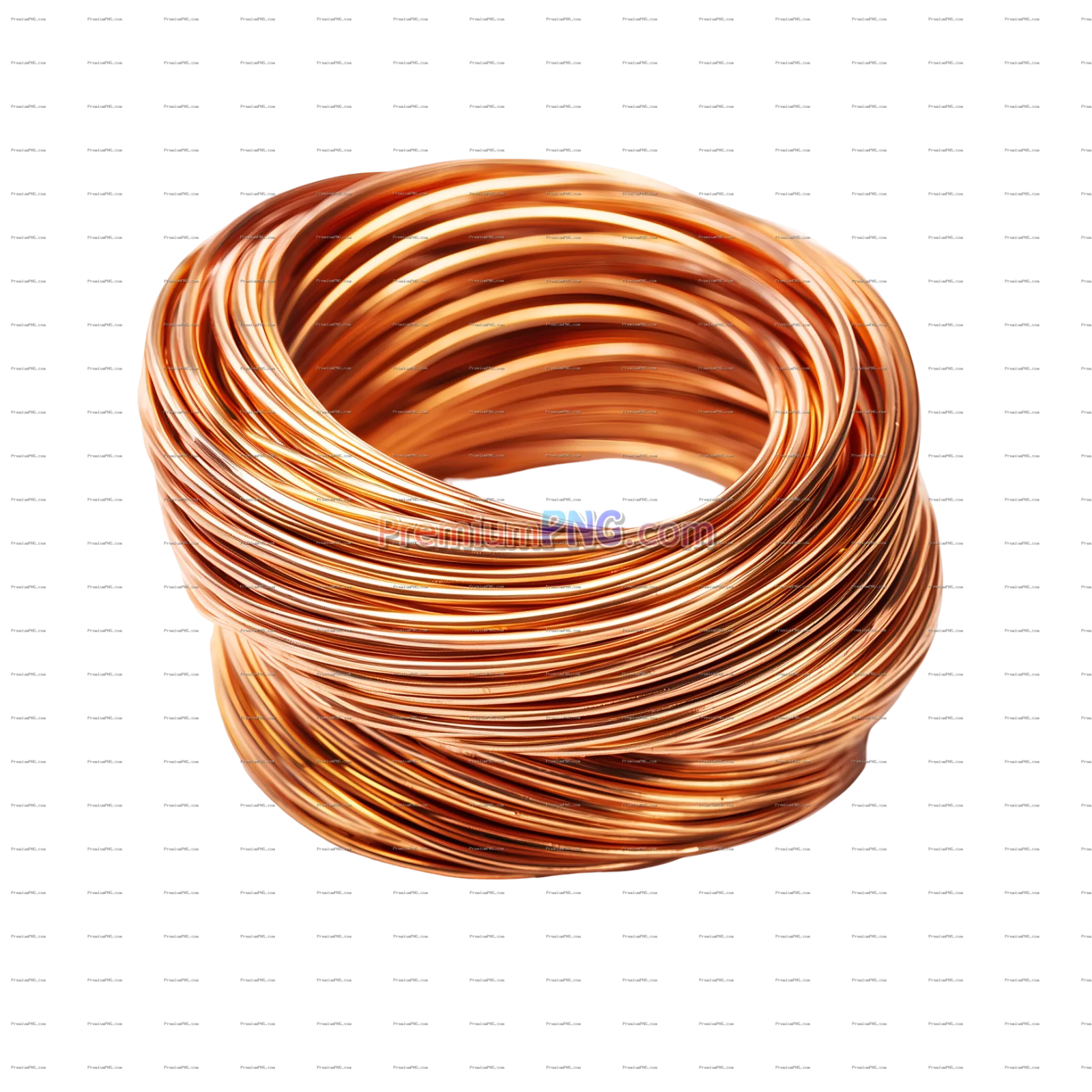 Copper wire coil isolated on transparent background