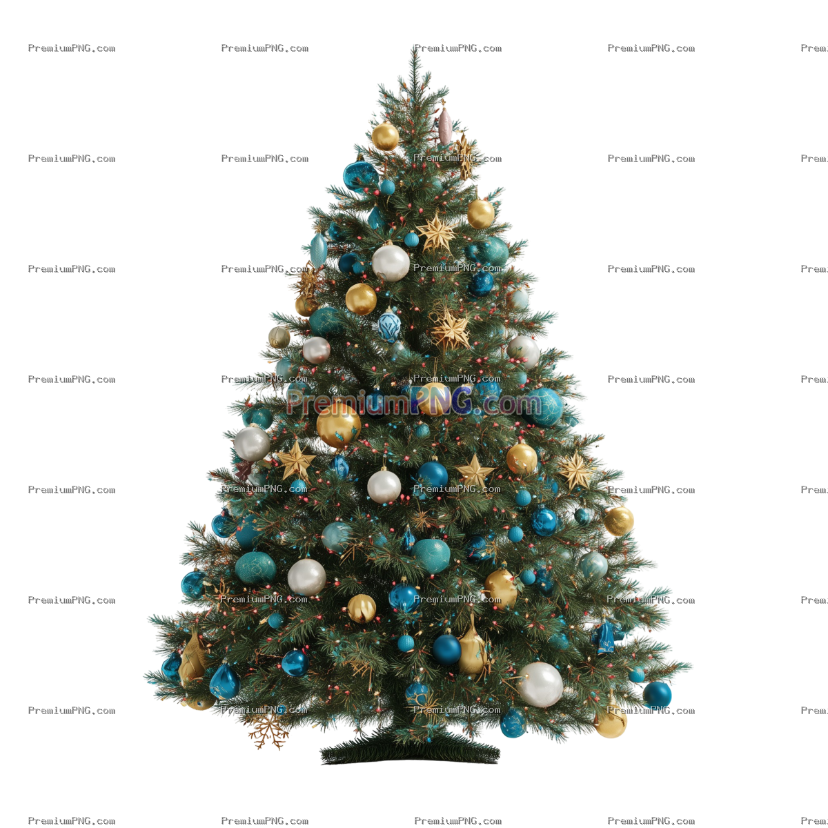 Decorated Christmas tree for new year isolated on white background