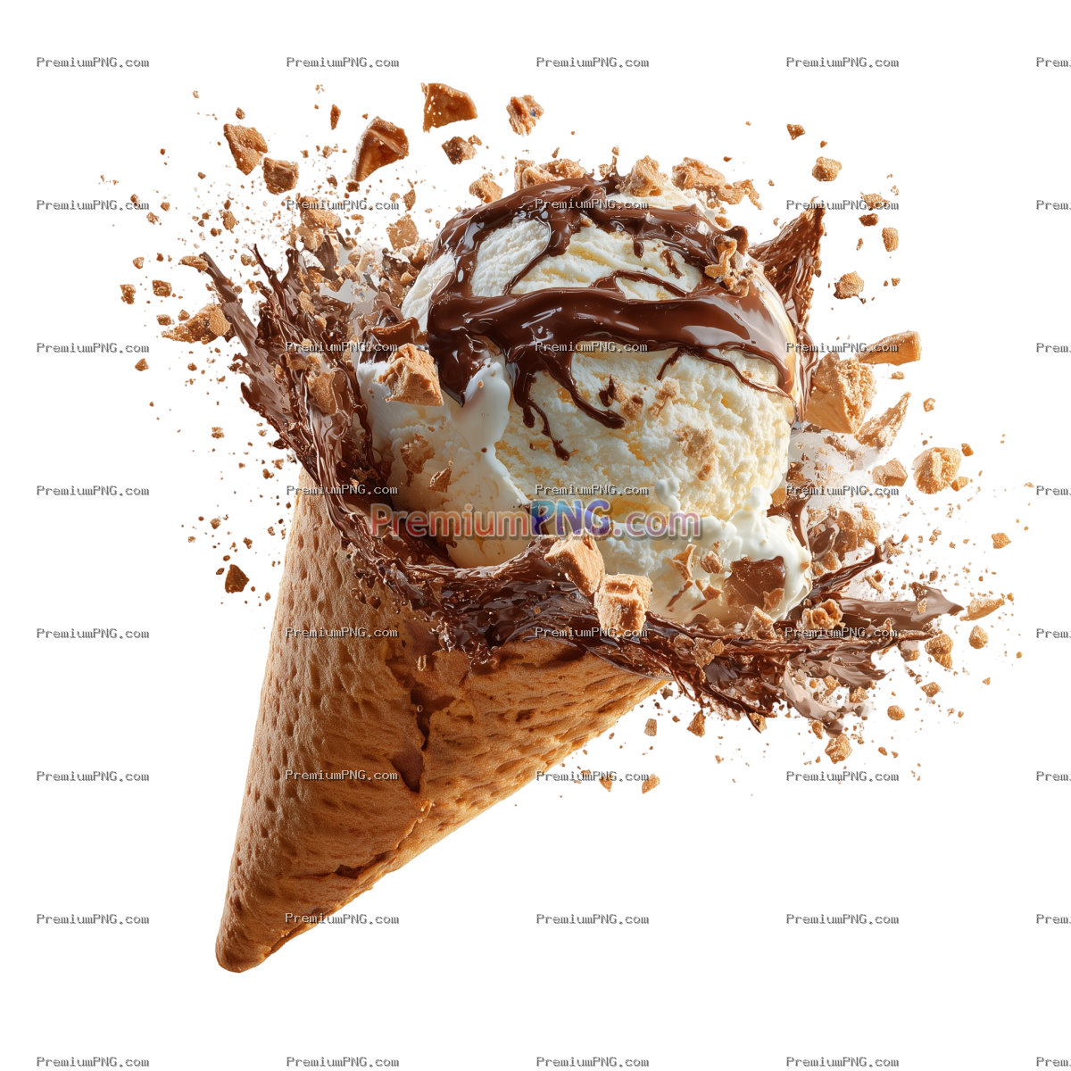 Delicious ice cream explosion, cut out isolated on transparent background