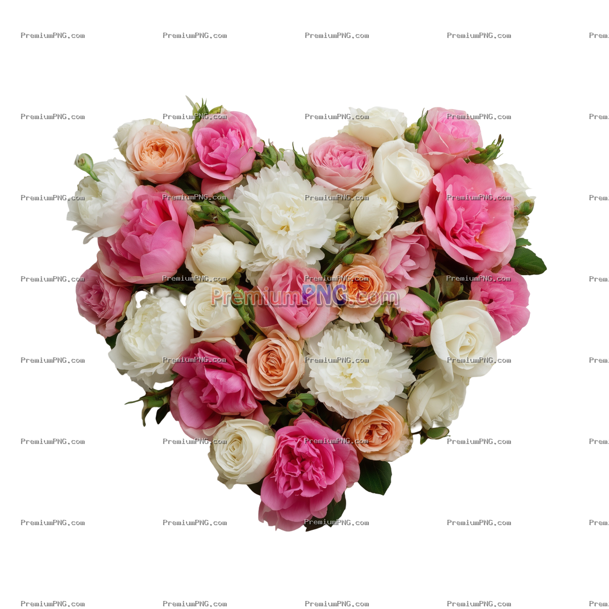 Heart-Shaped Pink and White Rose Arrangement