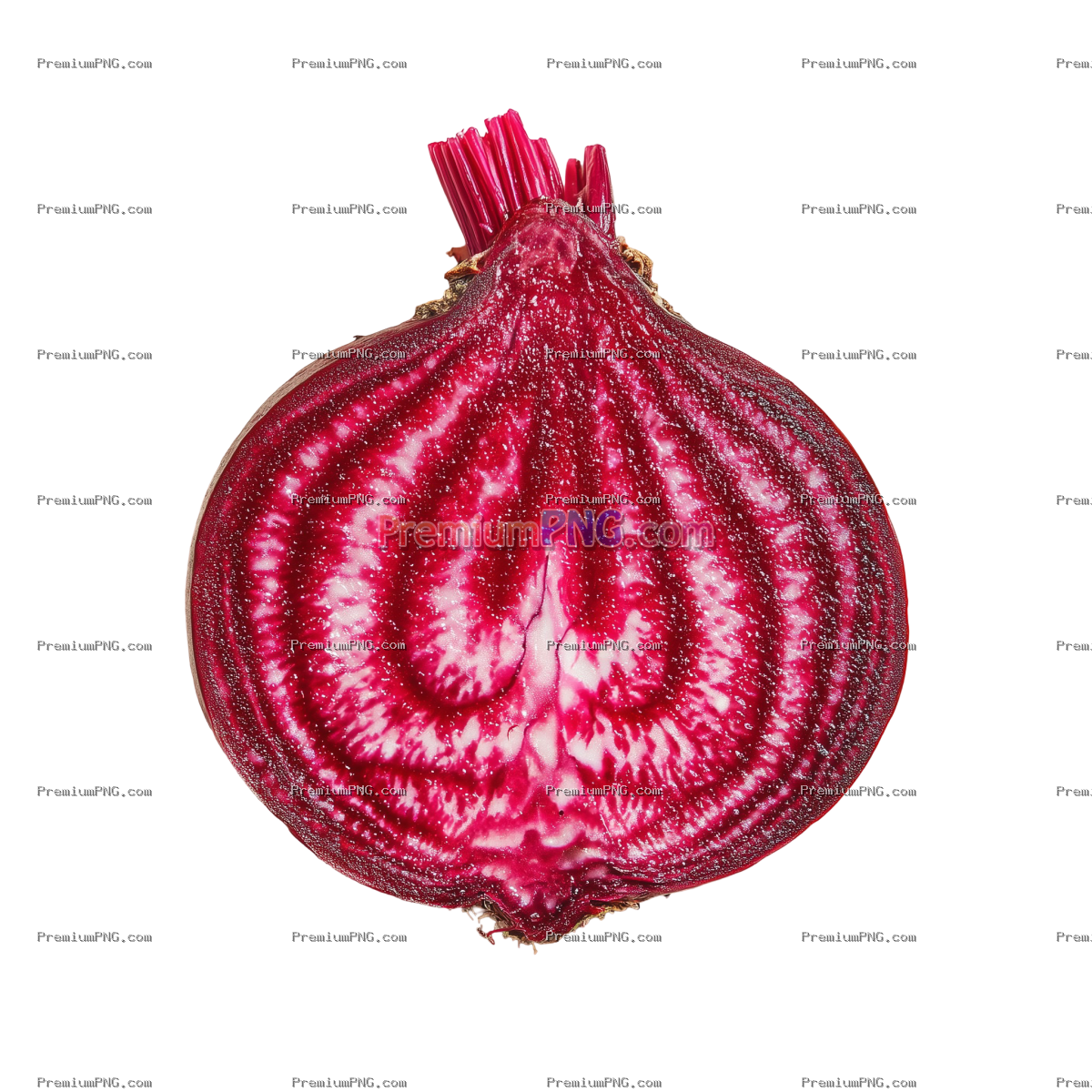 close-up of sliced beetroot on transparent background