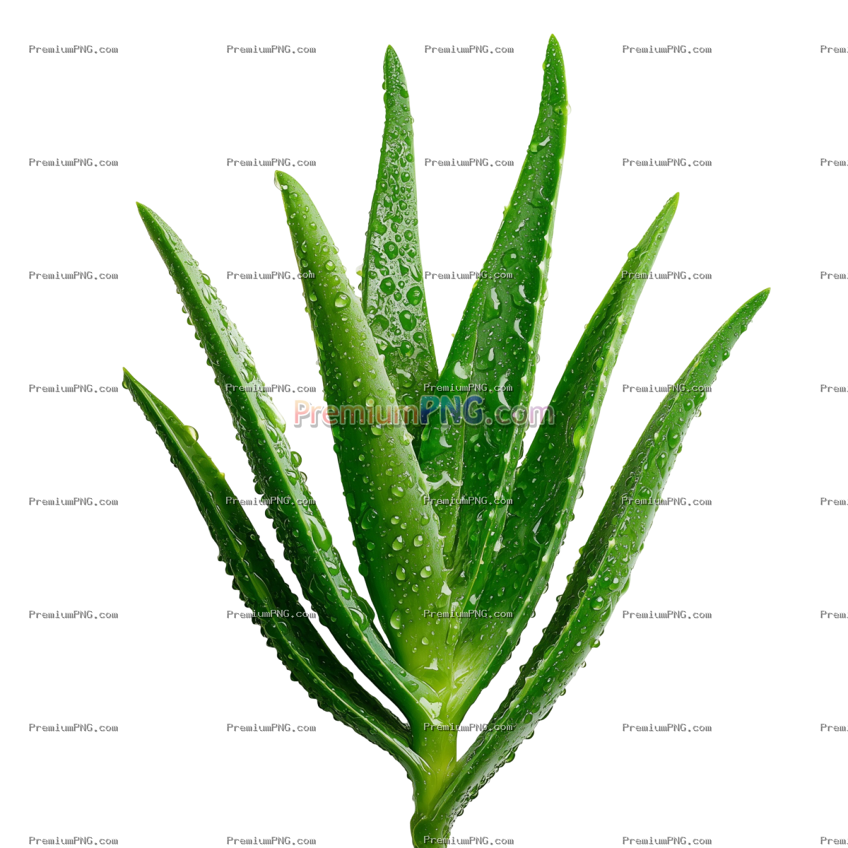 Fresh aloe vera leaves with water droplets