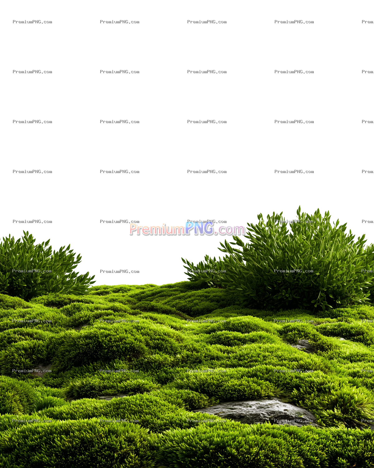 green moss lawn on a transparent background