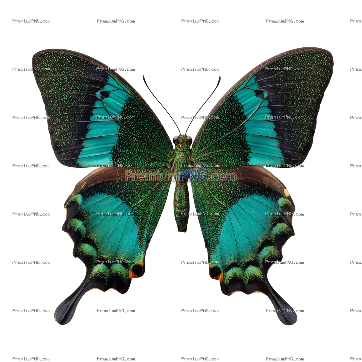 Green swallowtail butterfly transparent background