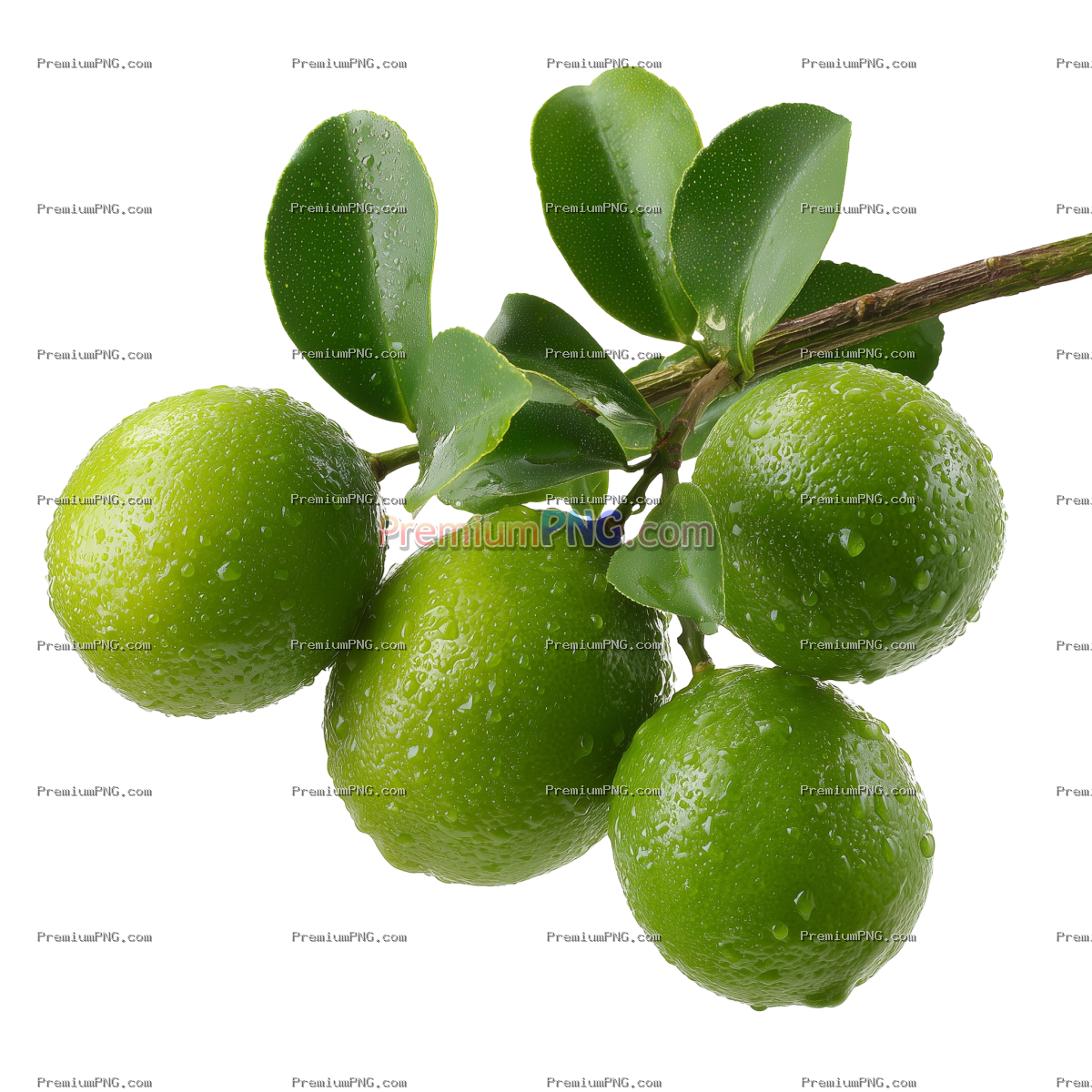 Fresh delicious limes on branch, cut out