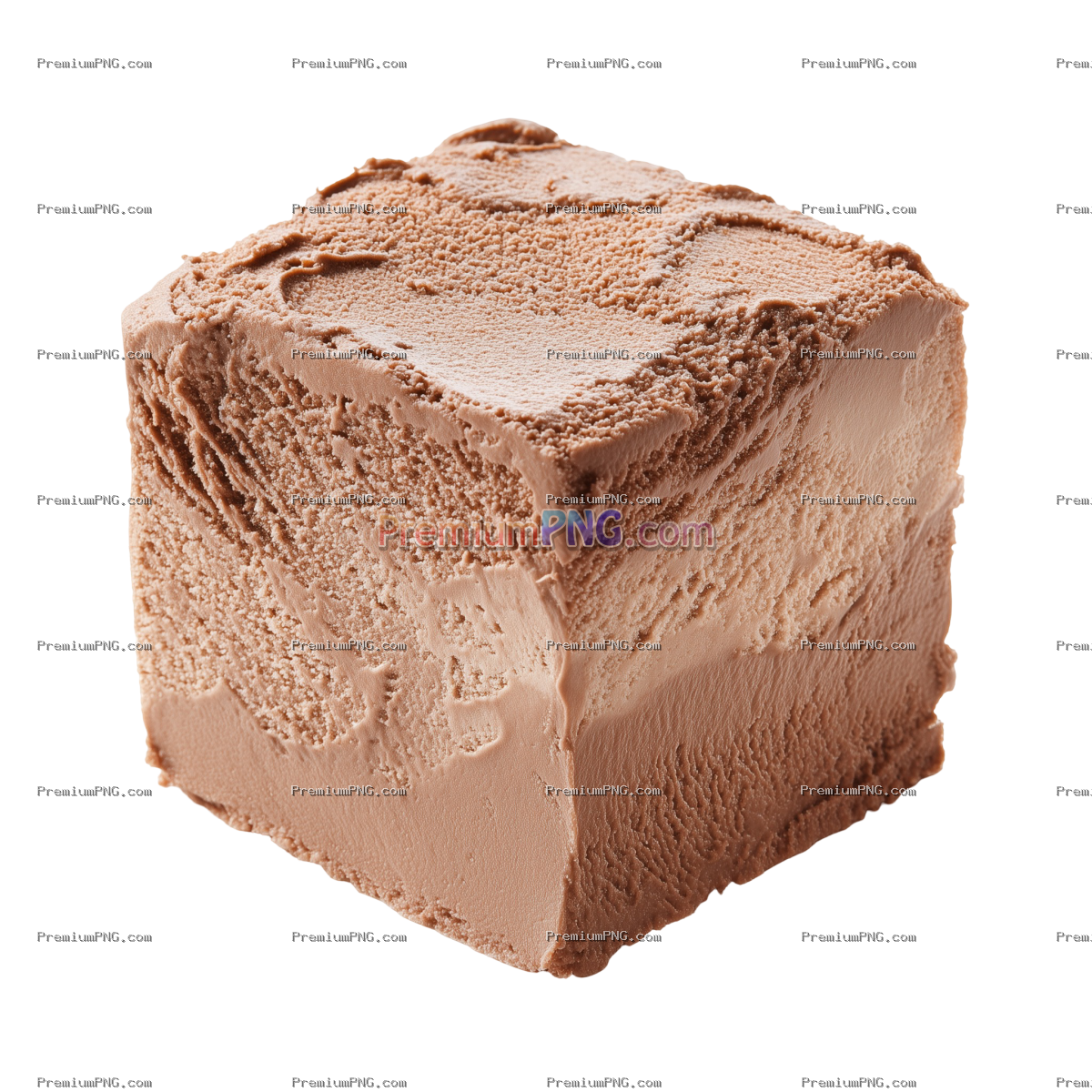 Front view of a cube shape chocolate flavor ice-cream