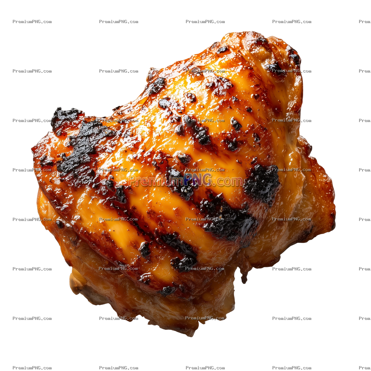 Grilled chicken thigh isolated on transparent PNG background