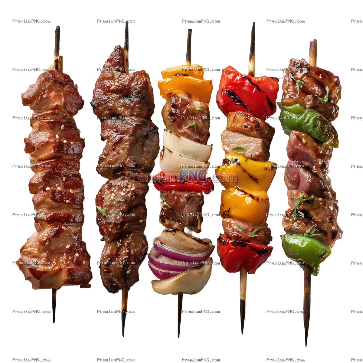 Grilled meat skewers isolated