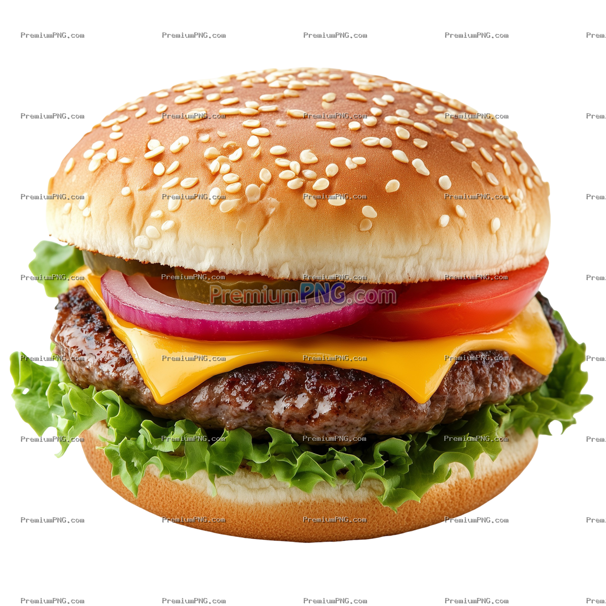 hamburger with cheese and vegetables