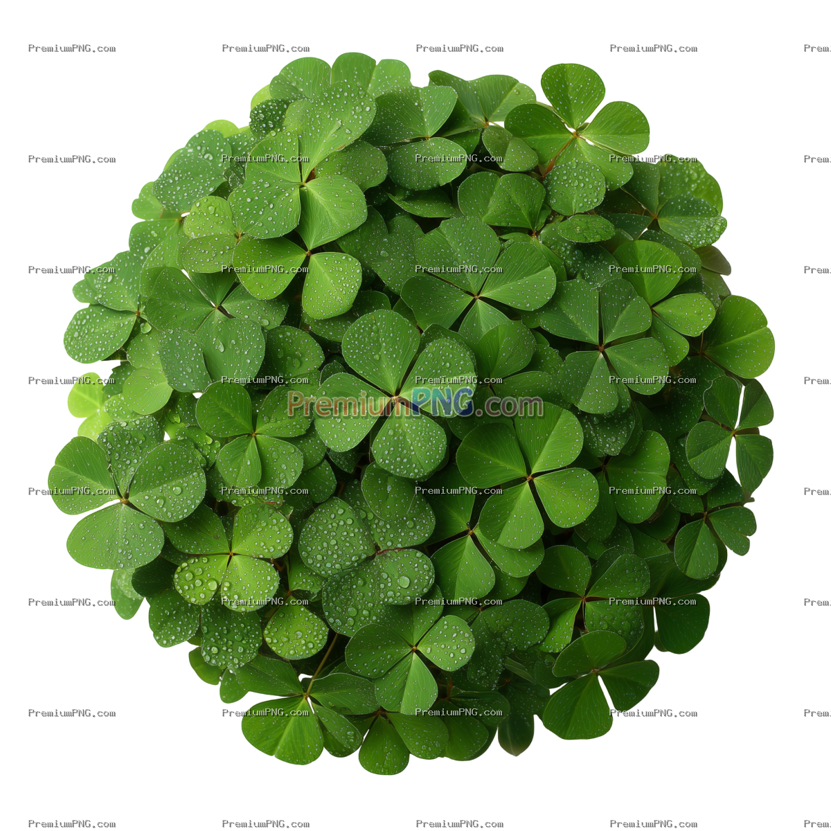 circular arrangement of vibrant green clover leaves