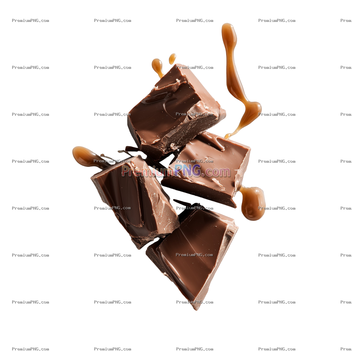 chunky, irregular pieces of milk chocolate transparent background