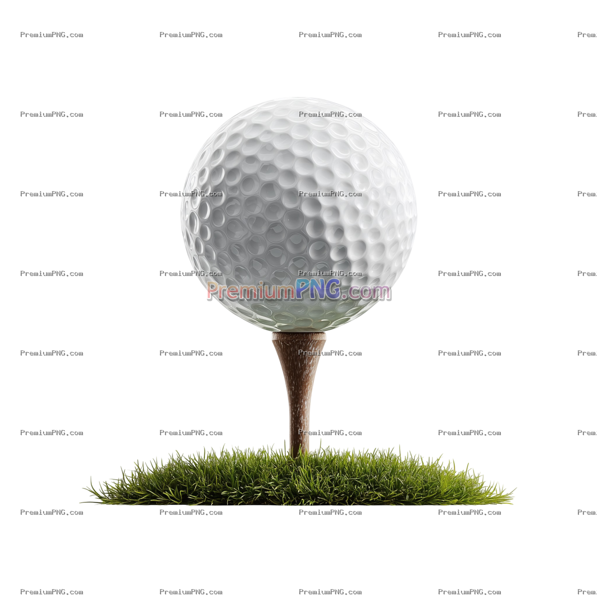 Golf ball on tee, ready for play isolated on transparent background