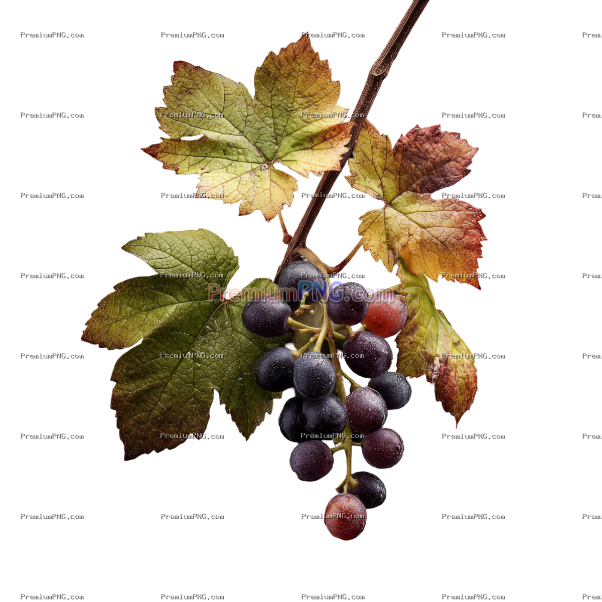 Grape branch with leaves close up