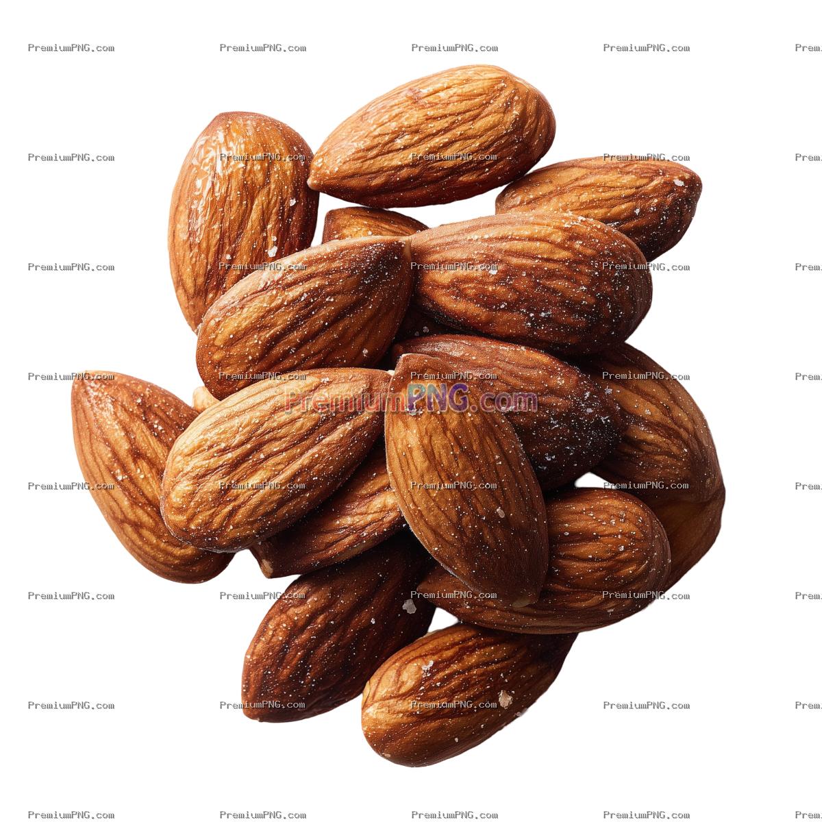 Premium Raw Almonds Macro – Textured Nuts on White Background