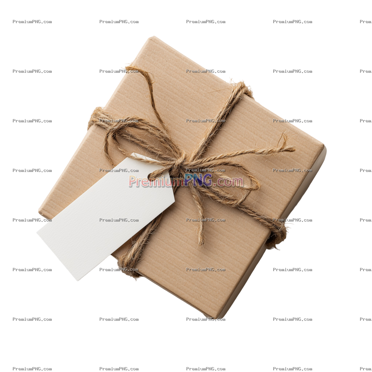 Minimalist Kraft Gift Box with Twine Top View Cutout