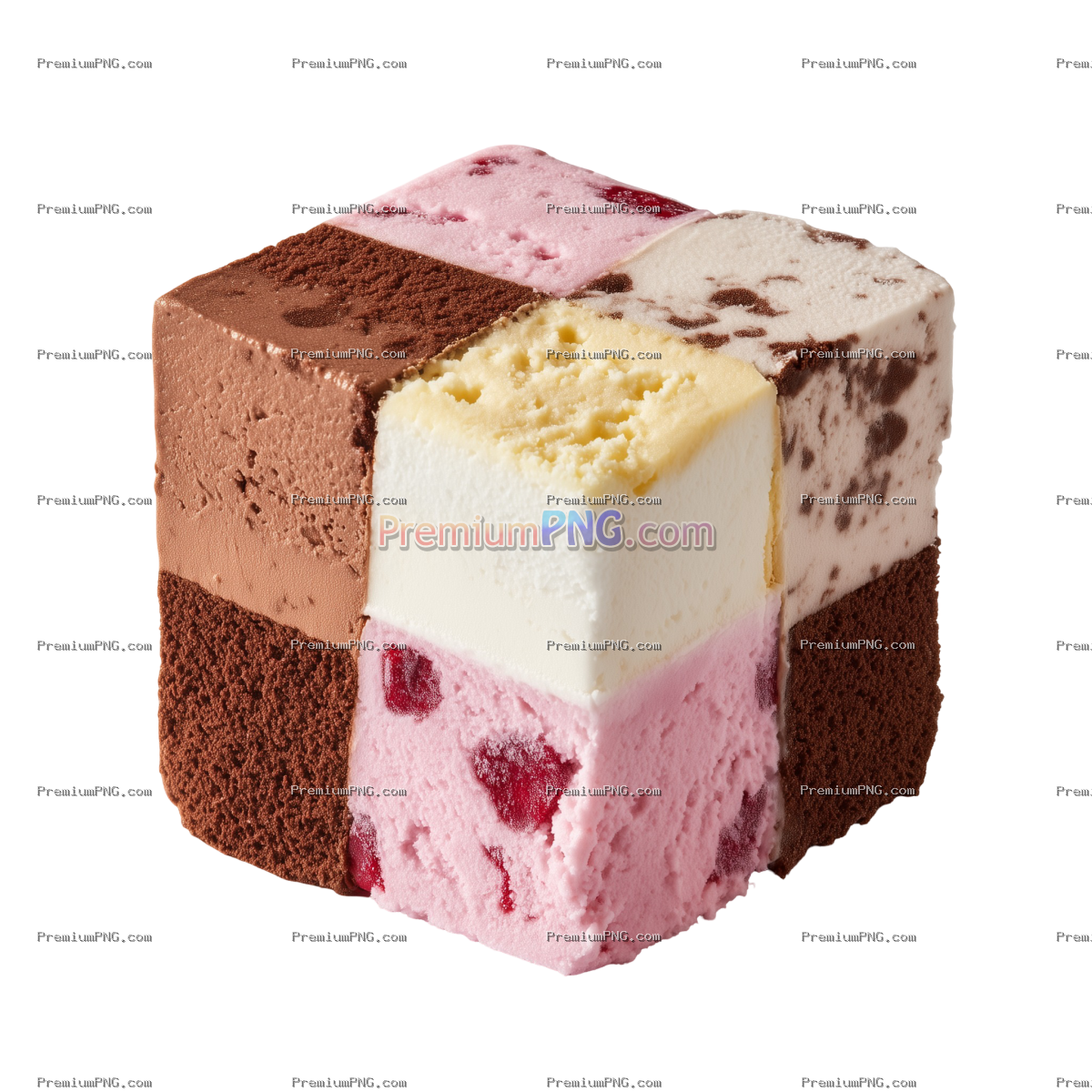 Cube Shaped Neapolitan Ice Cream Slices Cutout