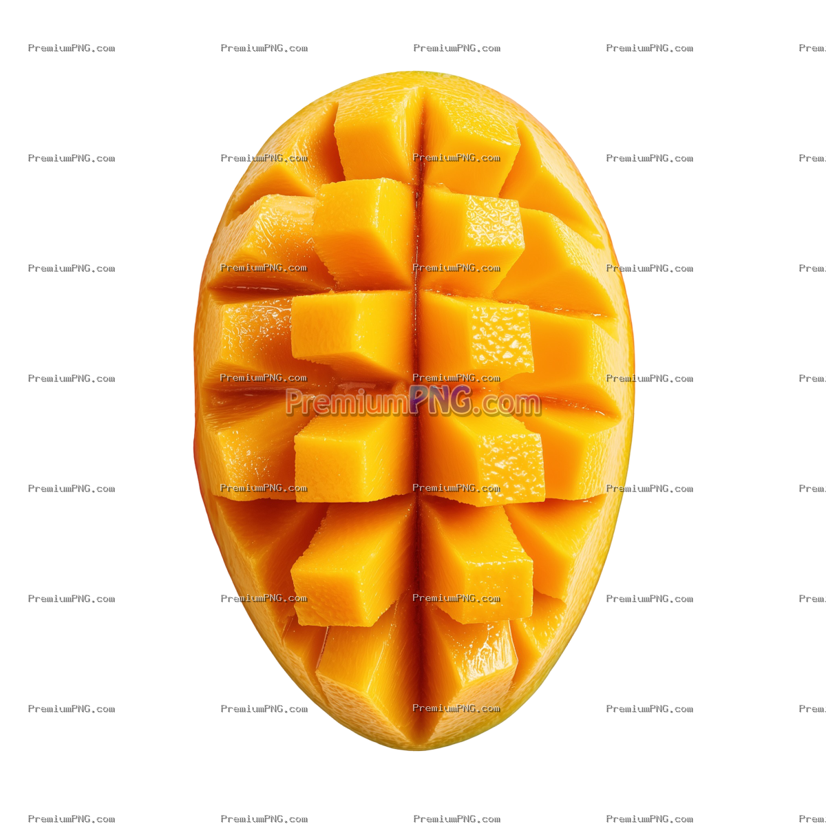 Fresh Sliced Orange Mango Top View Cutout