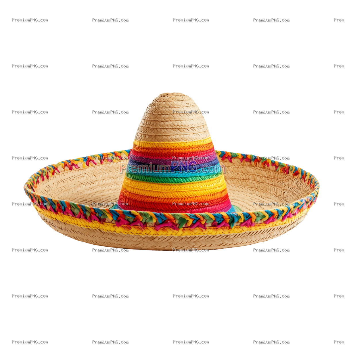 Colorful Traditional Mexican Sombrero Hat Isolated on Transparent Background