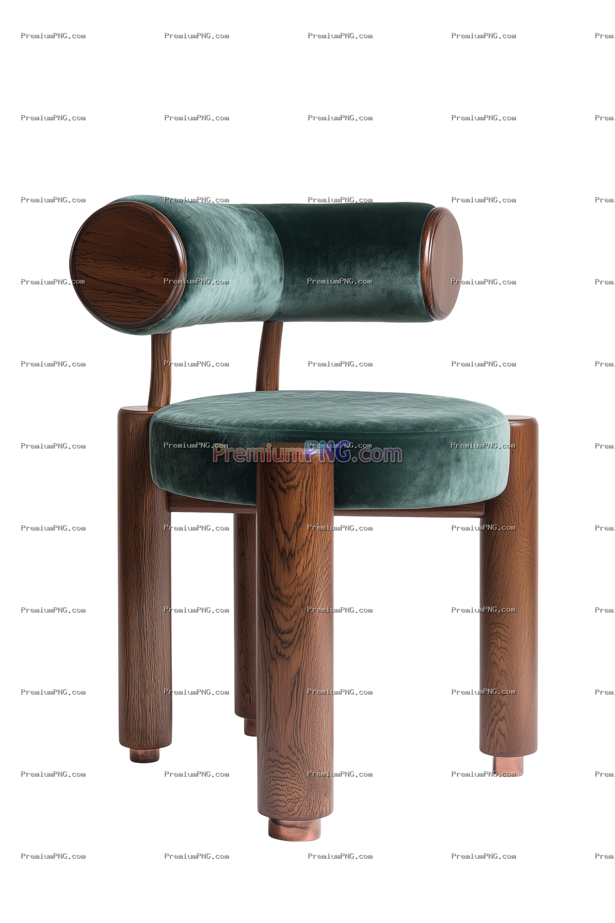 Modern Dark Green Velvet Cylinder Chair | PNG & Transparent Images