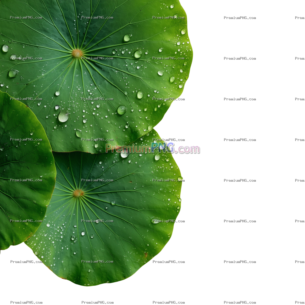 Fresh Green Lotus Leaf with Water Droplets PNG, WEBP, JPG