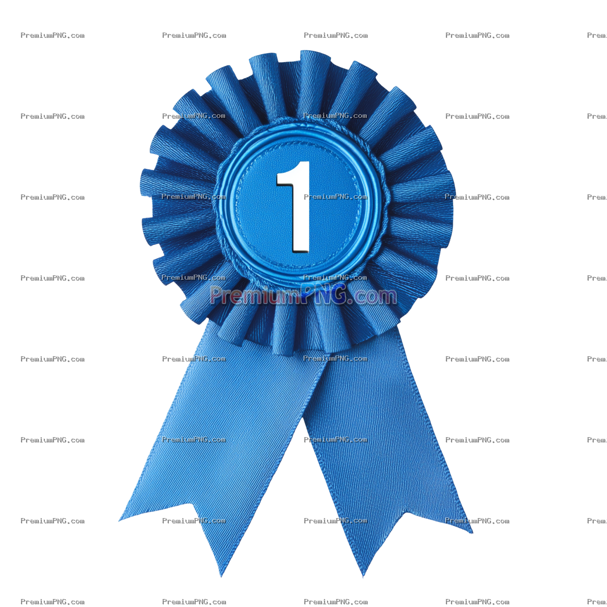 First Place Blue Award Ribbon PNG – Transparent Background Winner Rosette