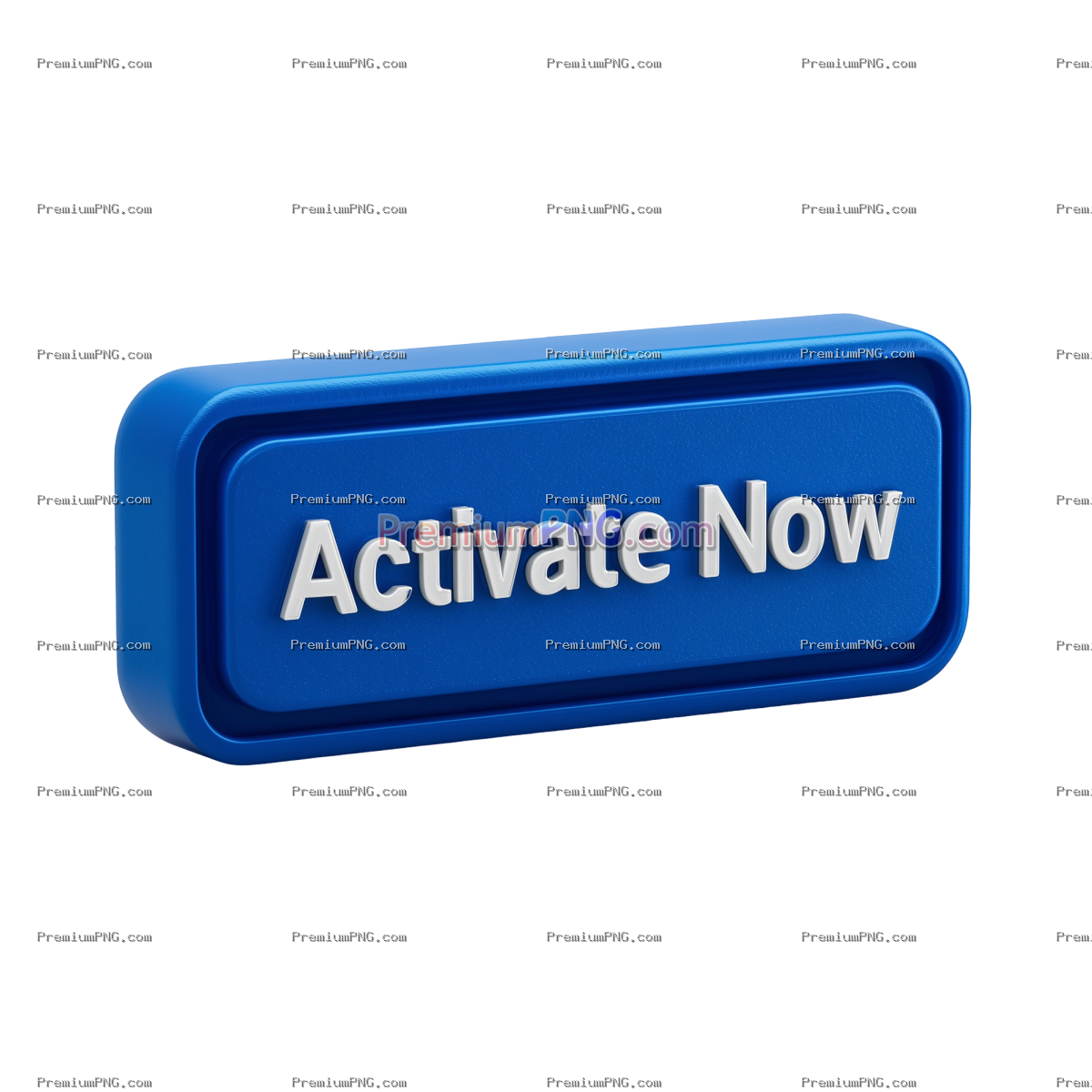 Blue Rectangular Button with White Text Activate Now Isolated