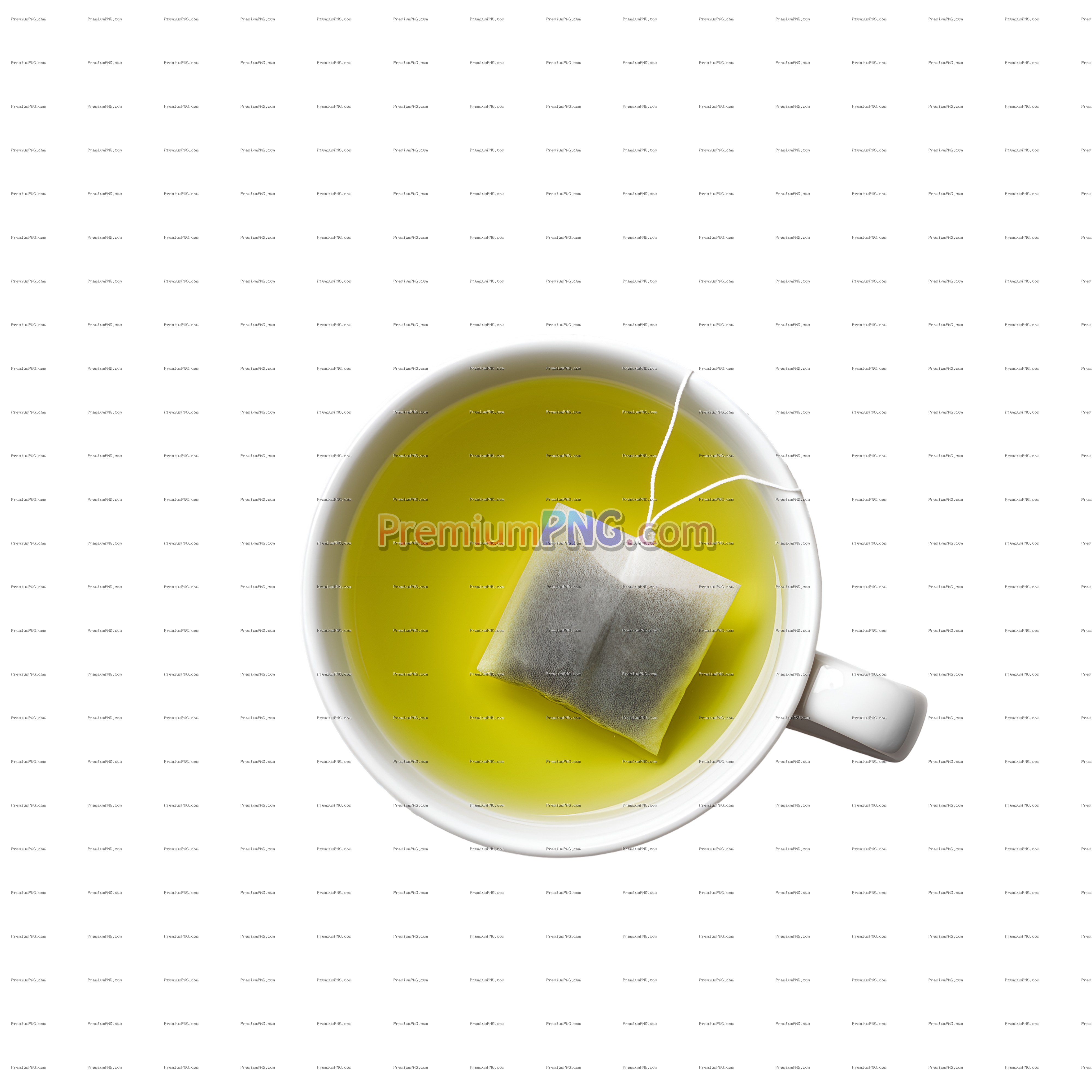 Cup of Green Tea with Tea Bag Isolated on Transparent Background