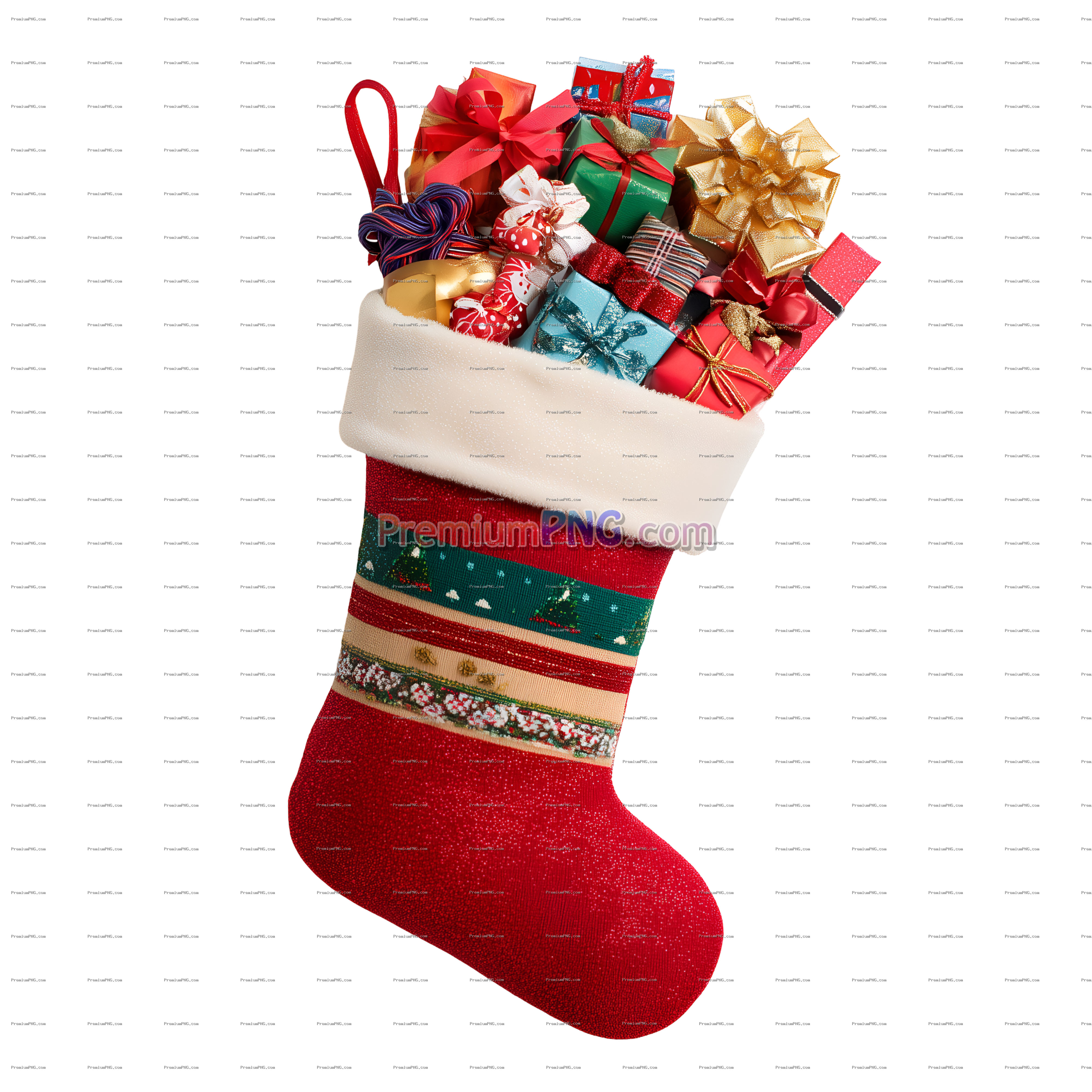 Festive Christmas Stocking Filled with Holiday Gifts