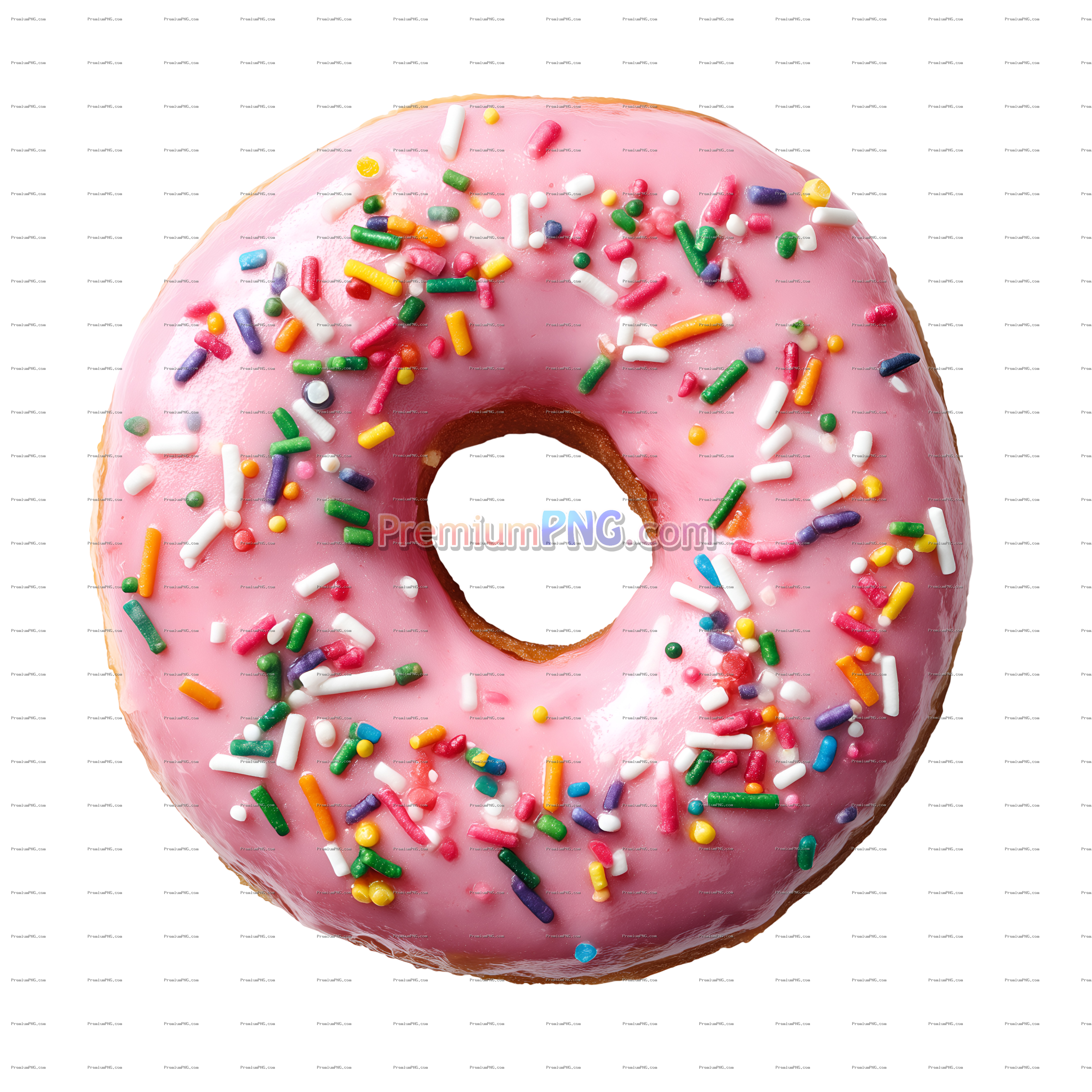 Delightful Pink Frosted Donut with Colorful Sprinkles