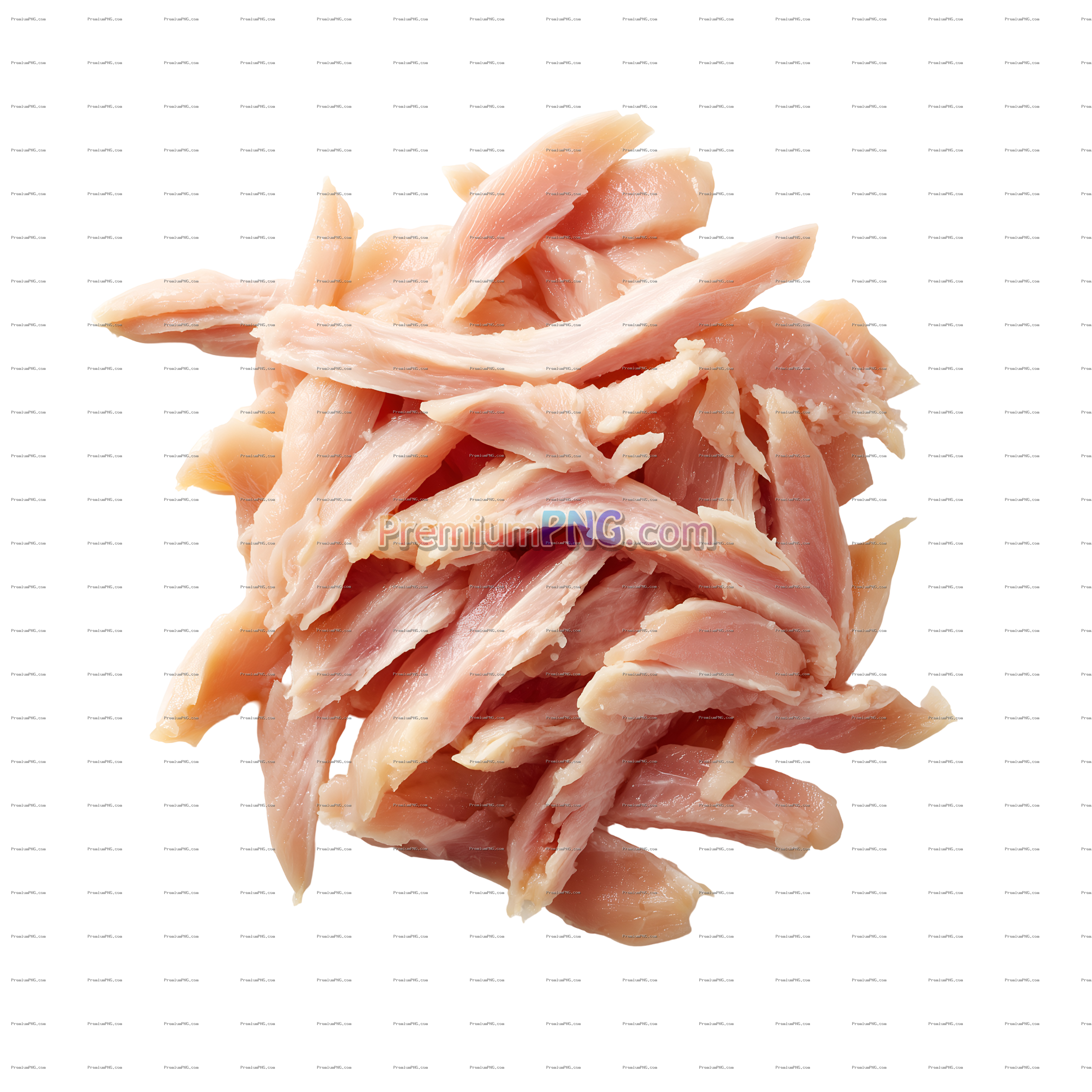 Fresh Raw Julienne Cut Chicken Thigh Meat Isolated
