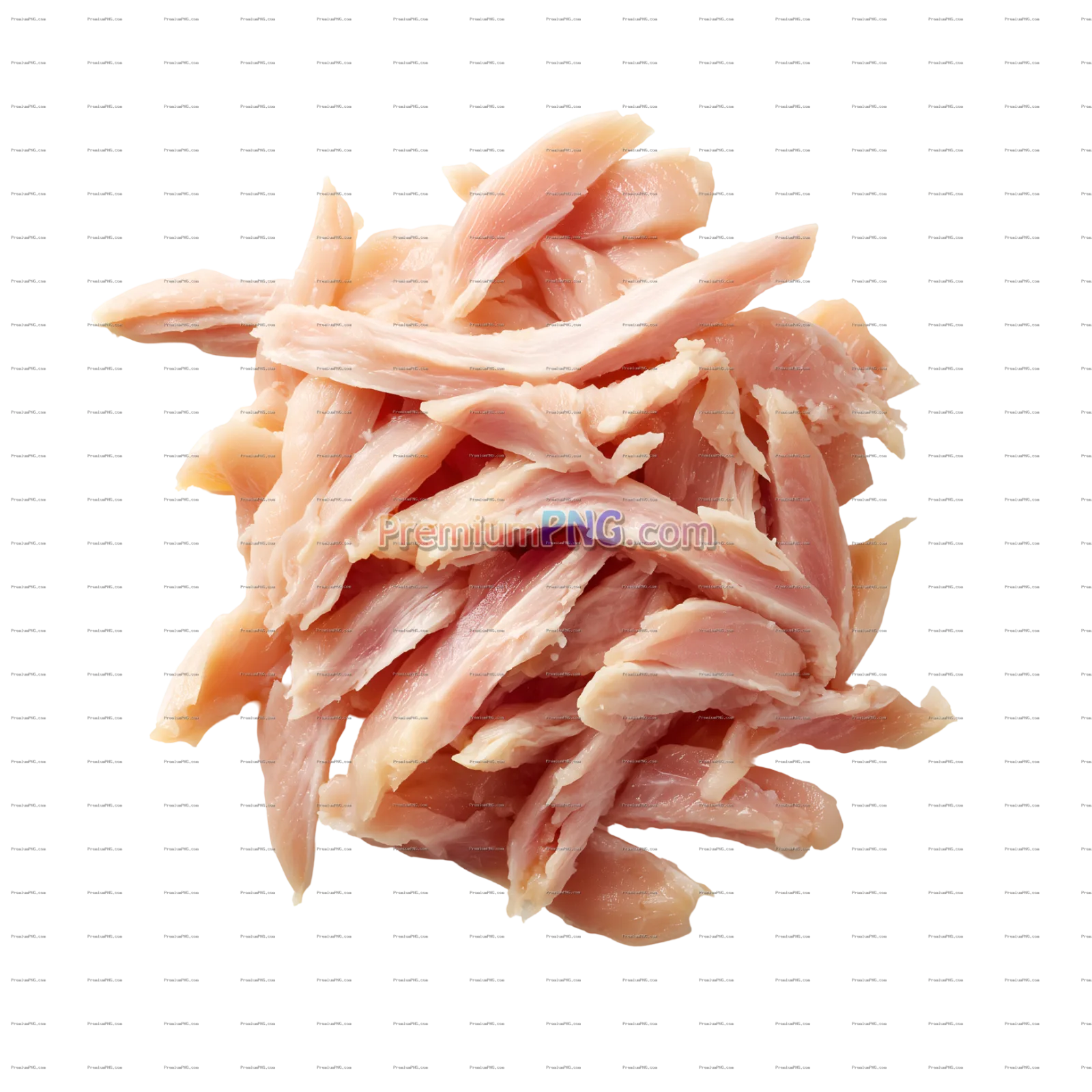 Fresh Raw Julienne Cut Chicken Thigh Meat Isolated